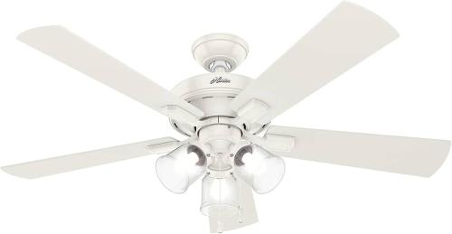 52'' Crestfield Ceiling Fan, Fresh White Finish With Drifted Oak Reversible Blades