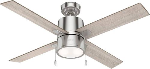52'' Beck Ceiling Fan, Brushed Nickel With Light Grey Oak/ Warm Grey Oak Reversible Blades