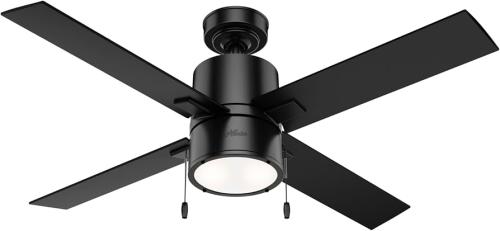 52'' Beck Ceiling Fan, Matte Black Finish With Greyed Walnut Reversible Blades