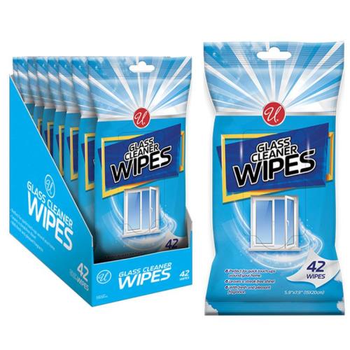 42 Count, Glass Cleaner Wipes