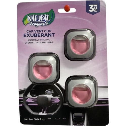 3 Pack Car Vent Clip Exuberant, Odor Eliminating Scented Oil Diffusers