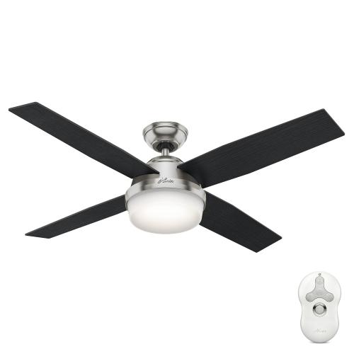 52'' Dempsey Ceiling Fan, Brushed Nickel Finish With Black Oak/Chocolate Reversible Blades