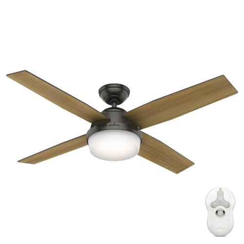 52'' Dempsey Ceiling Fan, Bronze Finish With Mid Century Walnut/Umber Walnut Reversible Blades