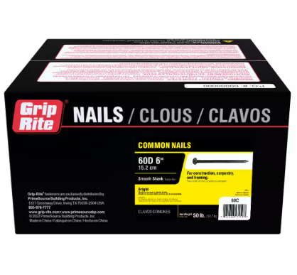 60D COMMON NAIL 6" 50LBS PER BX