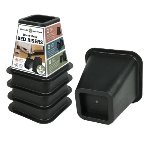 BED RISER 4PC SET 6IN BLACK