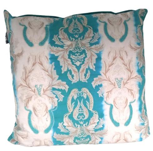 PILLOW FLEOR DE LIS AQUA 14x22