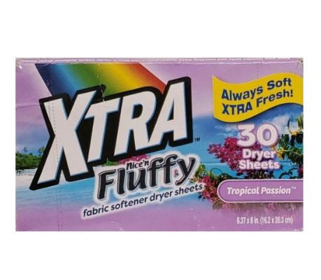 Xtra Fluffy Tropical Passion, Dryer Sheet, 30 Ct