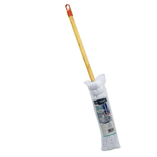 Yacht Mop With Wood Handle, Bleach White Yarn, #24-12