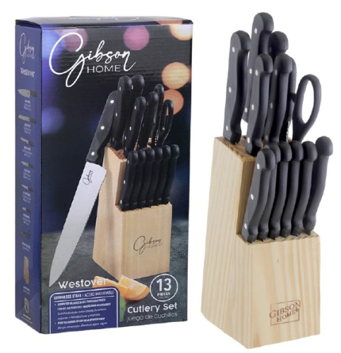 13-Piece Stainless Steel Knife Set with Block