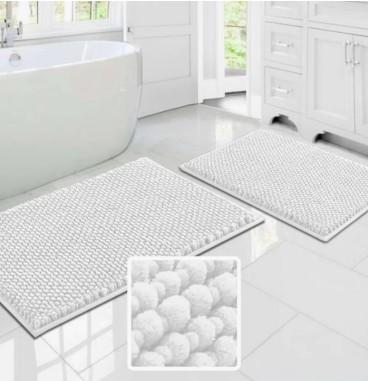 BATH RUG SET CHENILLE POPCORN 2PC WHITE
