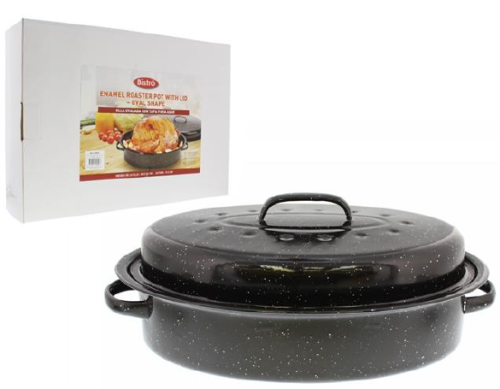 Enamel Roaster Pot with Lid – 37 × 26 cm