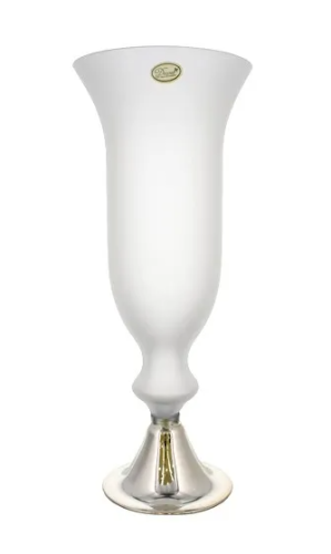 Glass Vase White & Silver