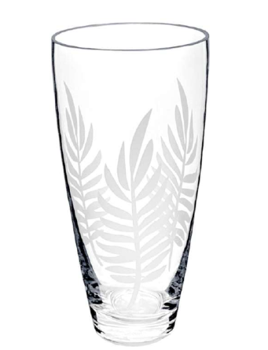 Glass Vase With Leaf Pattern – 20 cm (H)