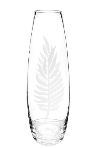 Glass Vase With Leaf Pattern – 25 cm (H)
