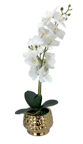 White Artificial Flower With Pot
