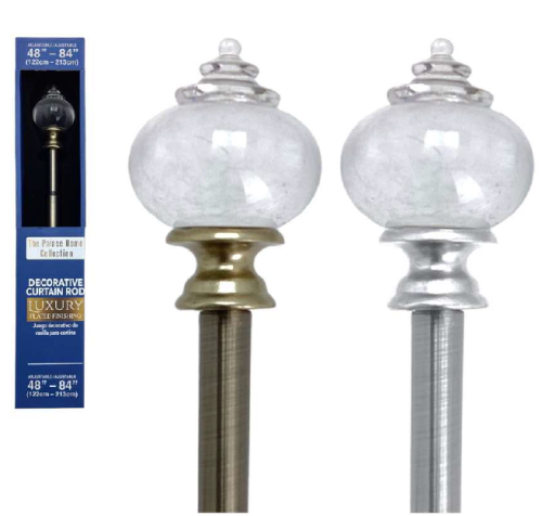 Metal Curtain Rod – 48" to 84", Plated Finish