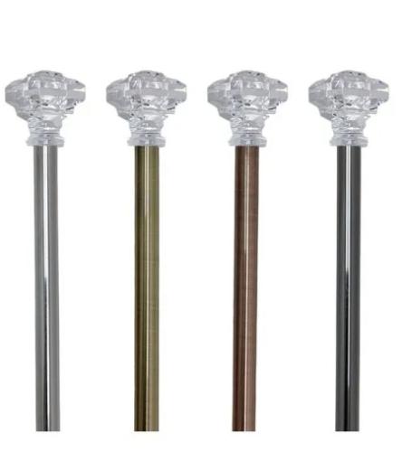 CURTAIN METAL ROD SET 10/13MM PLATED COLOR W/CRISTAL FINIAL