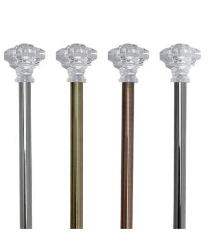 CURTAIN METAL ROD SET 10/13MM PLATED COLOR W/CRISTAL FINIAL-AC009