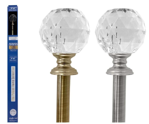 Metal Curtain Rod – 48" x 84", Plated Finish