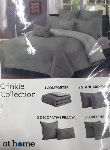 COMFORTER SET 7PC QUEEN GREY/WHITE