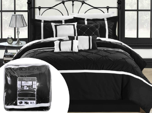Vermont 8-Piece King Comforter Set – Black & White