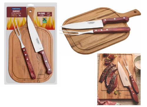 3 Piece Barbecue Set, Red