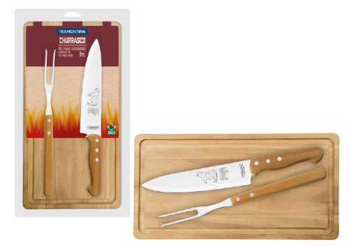4 Piece Barbecue Set, Brown