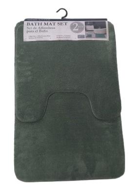 BATH SET 2PCS GREEN SOLID MICRO FIBER HIGH PILE
