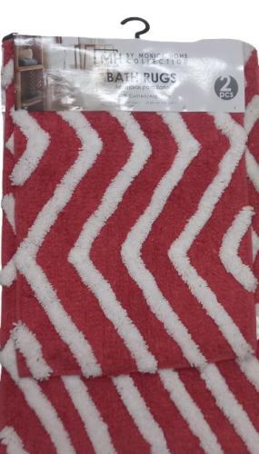 BATH RUGS 2PC SET RED/WHITE