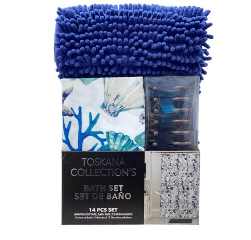 BATHROOM SET 14PCS BLUE