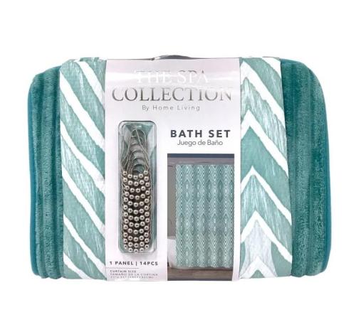 BATHROOM SET 14PCS FOAM BATH MAT TEAL