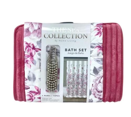 BATHROOM SET 14PCS FOAM BATH MAT PINK