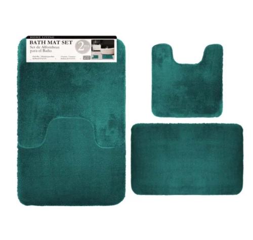 BATH SET 2PCS TURQUOISE SOLID MICRO FIBER HIGH PILE
