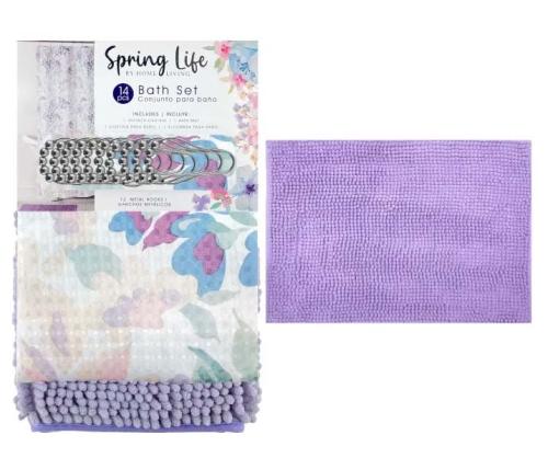 BATHROOM SET 14PCS BATH MAT PURPLE
