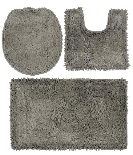 3 Pieces Charcoal Bathroom Rug