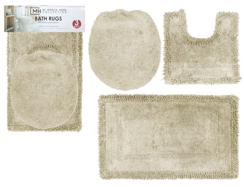 3 Pieces Beige Bathroom Rug