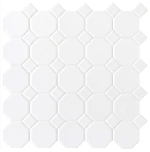 DALTILE OCTAGON & DOT MATTE WHITE 12"X12" GLAZED CERAMIC MOSAIC TILE (1 S.F./EACH)