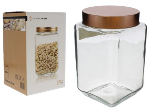 64oz Square Glass Jar with Copper Lid