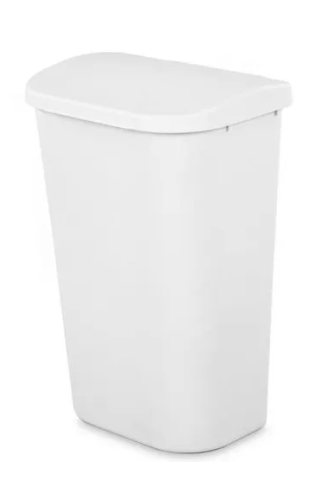43 Liter Lift Top Wastebasket, White