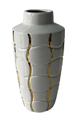 White & Gold Vase – 15 x 30.5 x 15 cm