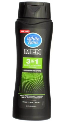BODYWASH/SHAMP/COND MEN MOUNTAIN SPRING 3 N 1 WHITE RAIN 15oZ