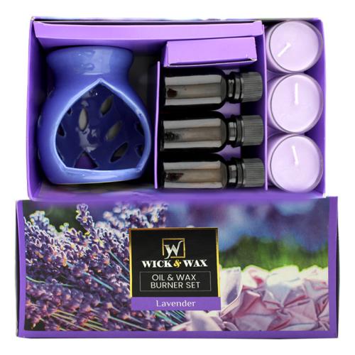 CANDLE/OIL & WAX BURNER SET LAVENDER