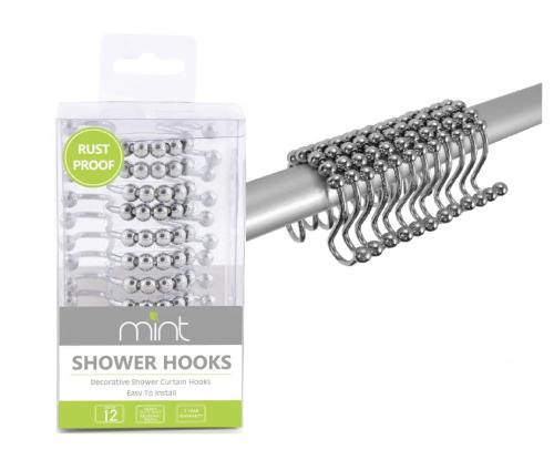 SHOWER CURTAIN HOOKS CHRM ZIGZAG DOUBLE 12PC
