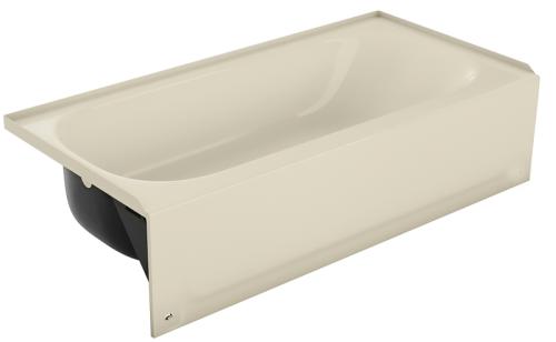 Aloha Series Bathtub, Left Drain, 60 in L, 30 in W, 14-1/4 in H, Porcelain/Steel, Bone