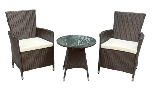 Brown Garden Furniture Set With Tempered Glass