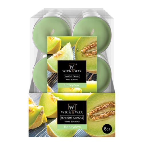 CANDLE TEALIGHT JUMBO HONEY DEW 6CT