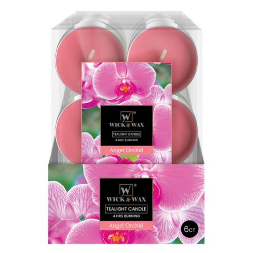 CANDLE TEALIGHT JUMBO ANGEL ORCHID 6CT