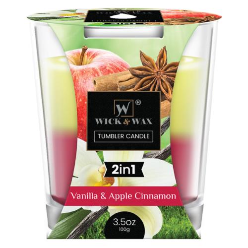 CANDLE VANILLA & APPLE CINNAMON 2IN1 TUMBLER 3.5oz