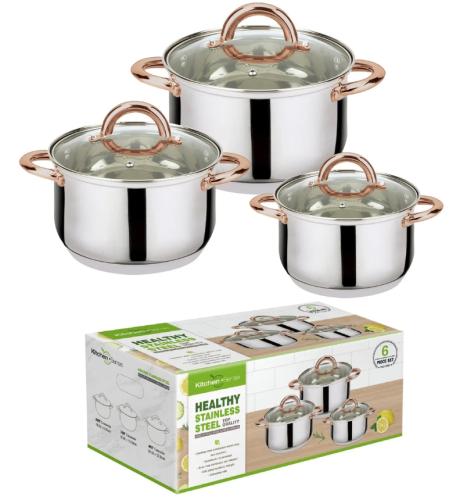 COOKWARE SET 6PC STAINLESS STEEL