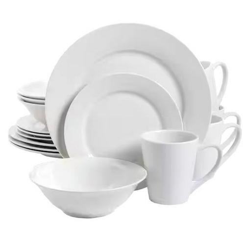 16 Piece Dinnerware Set, White, Fine Ceramic